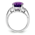 thumbnail image 2 of White Sterling Silver Ring Band Gemstone Amethyst Oval Purple Diamond, 2 of 4