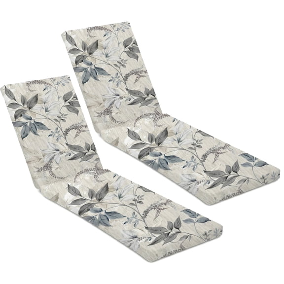2 Pack Outdoor Patio Chaise Lounge Cushion Covers, Waterproof Patio Furniture Cushions Cover, Stretch Seating Pad Cover, Gray Leaves
