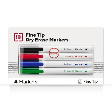 UPC: 0718103316507 | TRU RED Pen Dry Erase Markers Fine Tip Assorted 4/Pack TR54562
