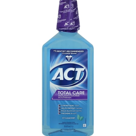 - ACT® Total Care Anticavity Fluoride Icy Clean Mint Mouthwash, 33.8oz