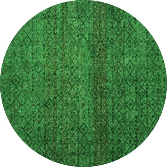 Ahgly Company Indoor Round Abstract Green Modern Area Rugs, 4' Round