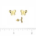 thumbnail image 2 of 18k Solid Yellow Gold polished Butterfly with tiny diamond covered  screwback earrings, 2 of 3
