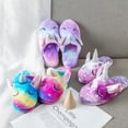 thumbnail image 3 of Kids Unicorn Fuzzy Slippers with Anti-Slip Soles for Girls Boys Rainbow B22, 3 of 8