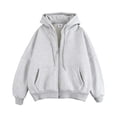 thumbnail image 2 of Unisex Plus Size Fleece Lined Hooded Jacket Casual Zipped Up Hooides Color Grey Size XXXXL, 2 of 3
