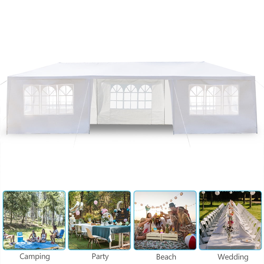 Kepooman 10'x30' Outdoor Party Tent, Wedding Sun Shelter with 7 Removable Sidewalls, Waterproof Tent for Outdoors, White