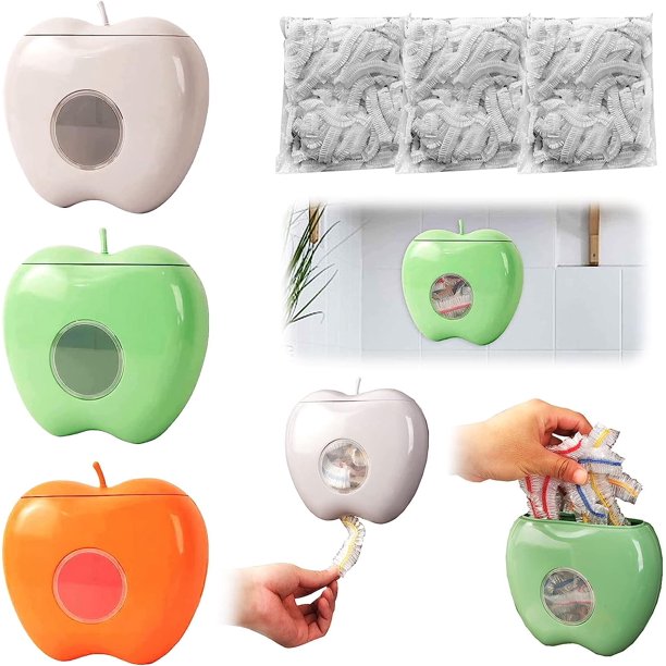 3 piezas Caja de almacenamiento de envoltura de plástico, cubiertas de alimentos con 300 piezas de bolsas elásticas para almacenamiento fresco, bolsas de conservación de contenedores