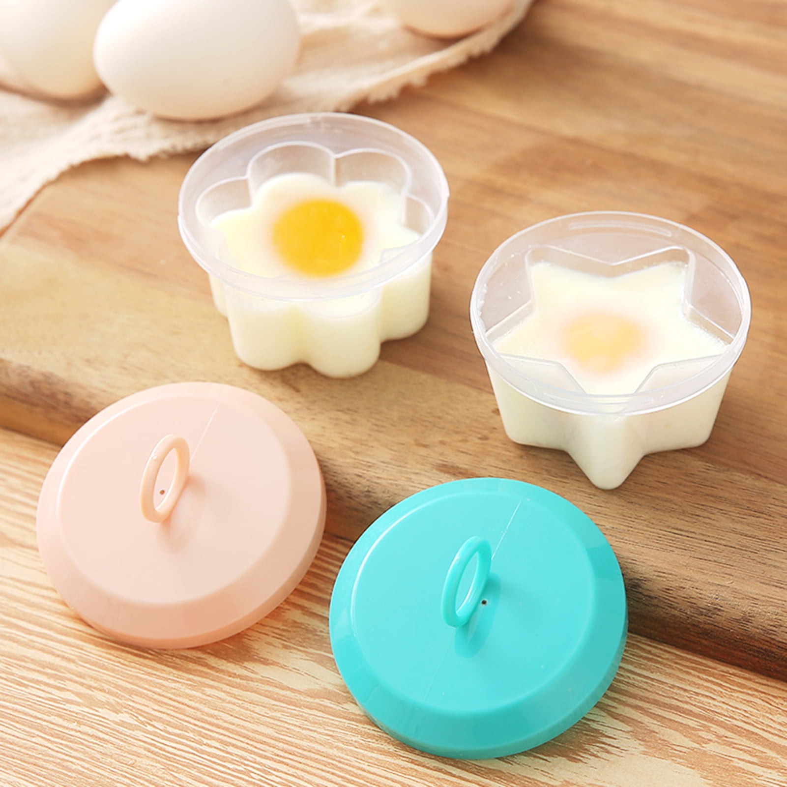 Zeus 4PCS Egg Boiler Mold Egg Poachers Cups FoodGrade with Brush Fancy
