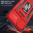thumbnail image 3 of iPhone 13 Case with Lens Protection, iPhone 13 Ring Holder with Camera Cover & Kickstand Military Grade Shockproof Heavy Duty Protective Support Magnetic Car Mount Holder, Red, 3 of 7