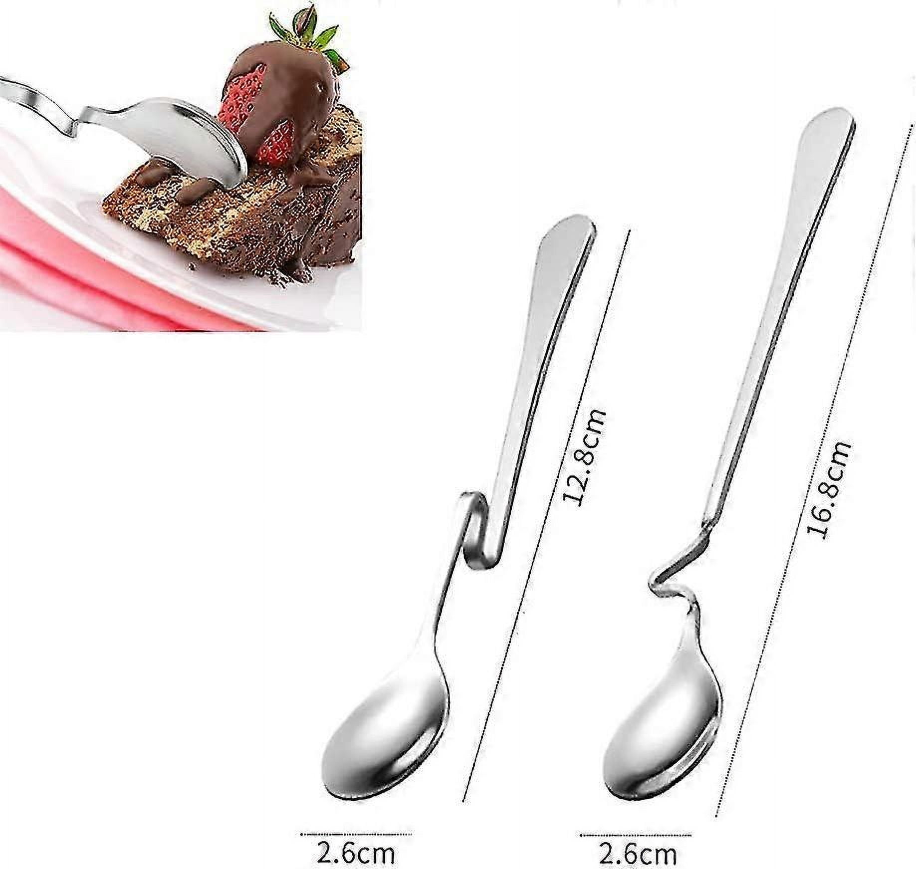 6 Pieces Jam Spoons, Long Hanging Straight Cup Spoons, Stainless Steel Folding Coffee Spoons, Hanging Honey Spoon with Curved Handles