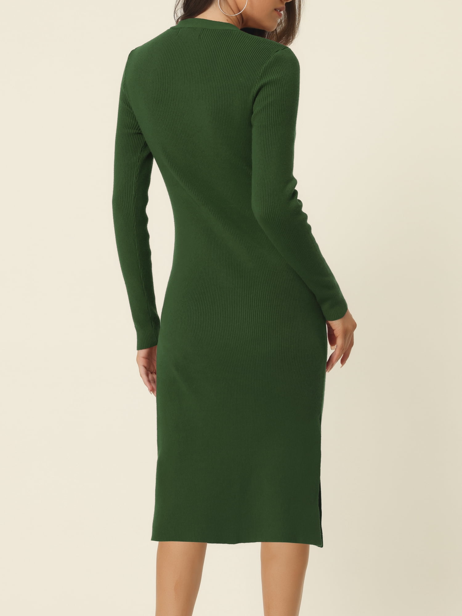 DARING DIVA Slim Fit Ribbed Knit Bodycon Sweater Dress S Green