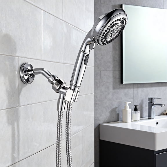 Universal Adjustable Shower Arm Mount with Wall Hook Bracket for Handheld Showerheads
