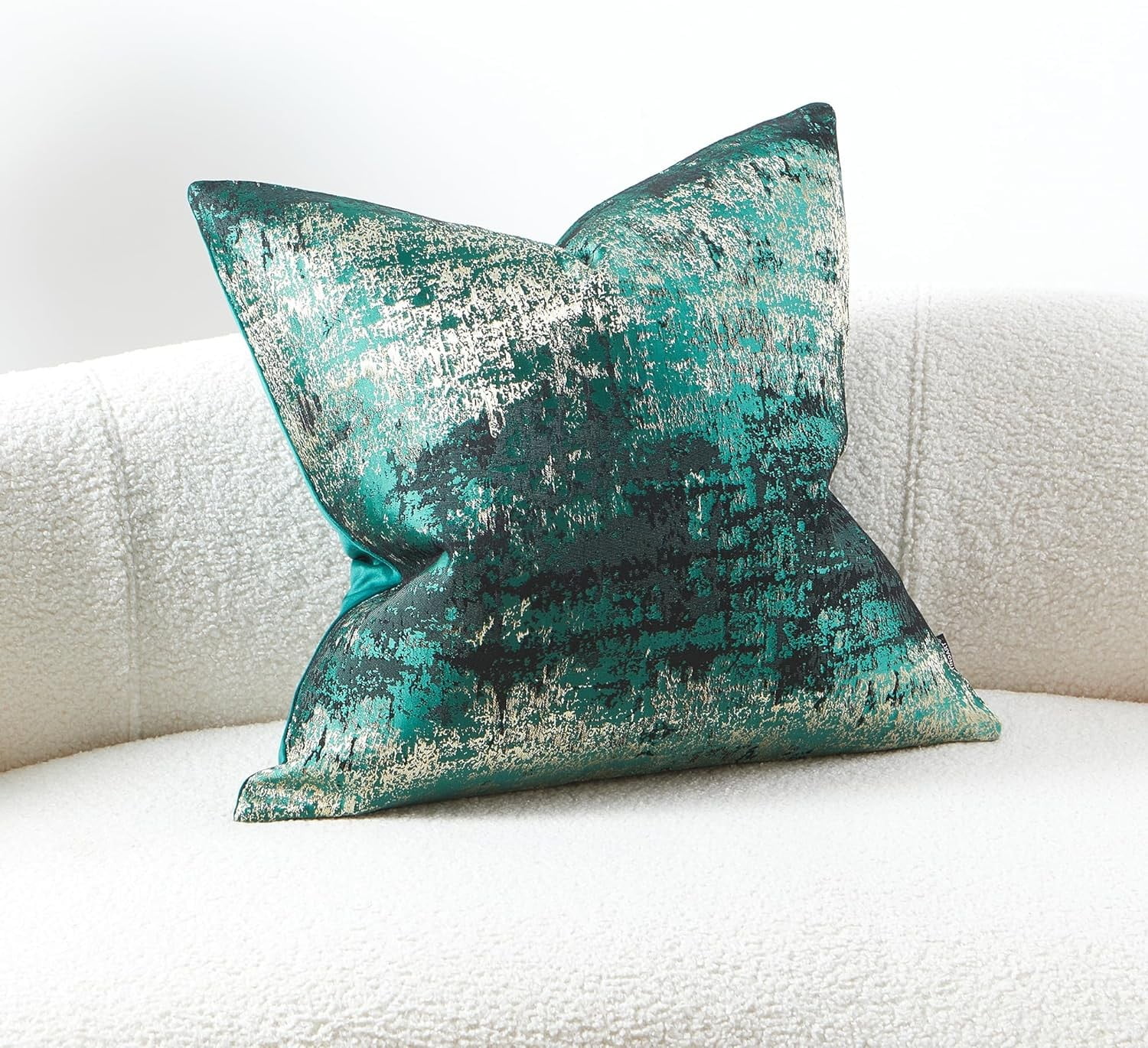 Sparkling Decorative Throw Pillow Covers Soft Green Gold Glitter Square Cushion Cover Pillowcase for Couch Bed and Chair Green Gold 20" x 20"