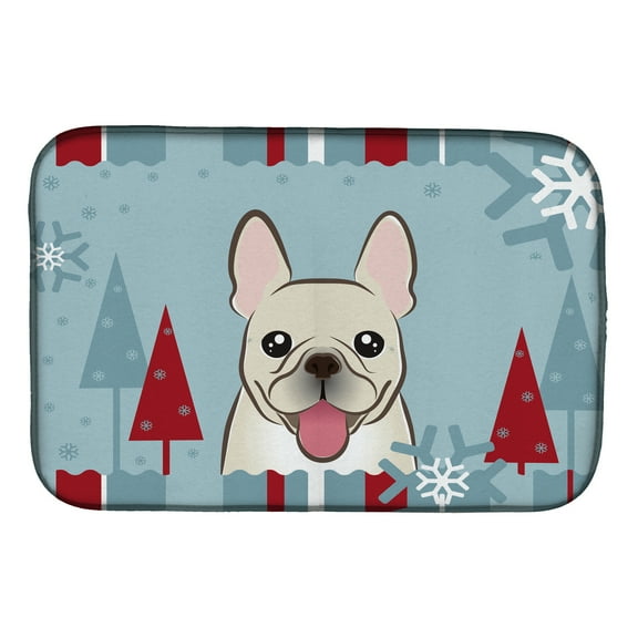 Carolines Treasures BB1734DDM Winter Holiday French Bulldog Dish Drying Mat 14 x 21" multicolor