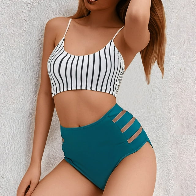 Women High Waisted Bathing Suit Racerback Bikini Swimsuits Womens Bathing Suits Bikini Long Tops Womens Swim Shorts Set Board Shorts for Women Swim 3 Romper Swimsuits for Women plus Size Swimsuit