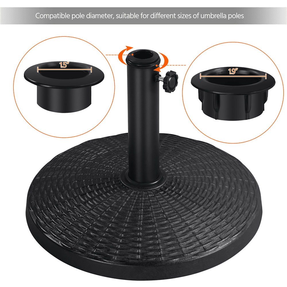 Renwick Patio Market Umbrella Base with Water-Resistant Coating, Black