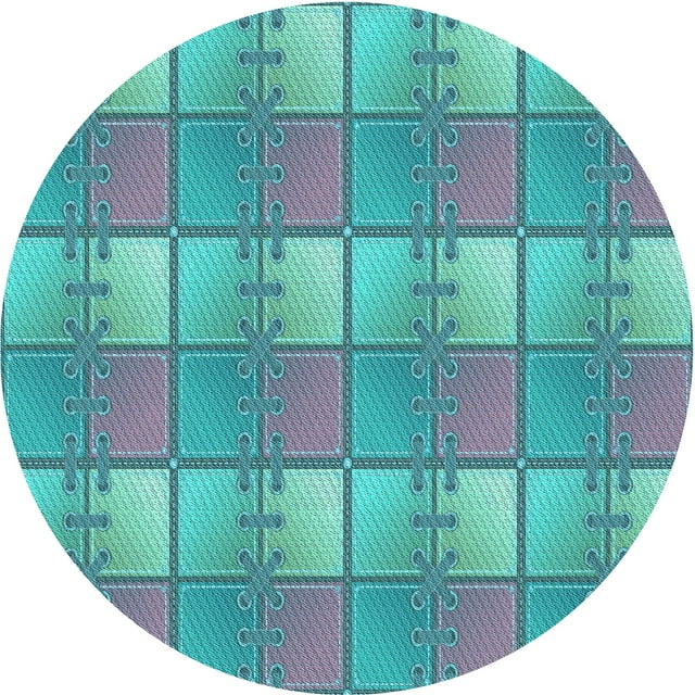 Ahgly Tapis Rond Lavable en Machine Intérieur Transitionnel Vert Profond, 8 Pieds Rond