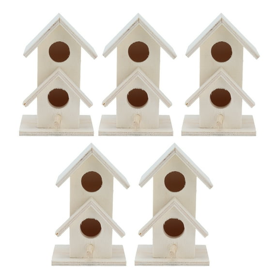 5Pcs DIY Bird House Outdoor Weatherproof Birds Nesting Cage Crafts Ornament for Garden Patio