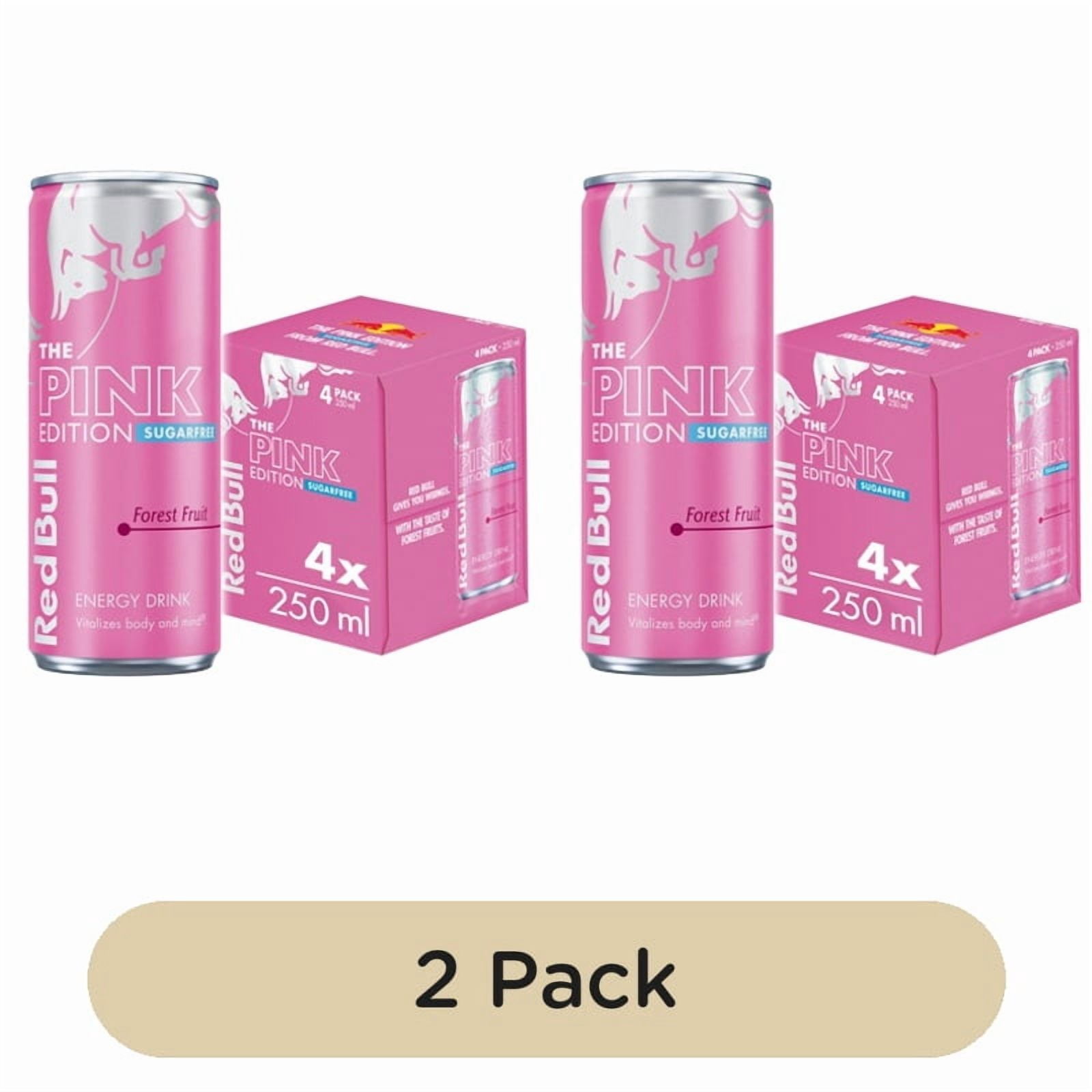 Red Bull Energy Drink Sugar Free Pink Edition Forest Fruits 4 x 250ml, British Import (Pack of 2)