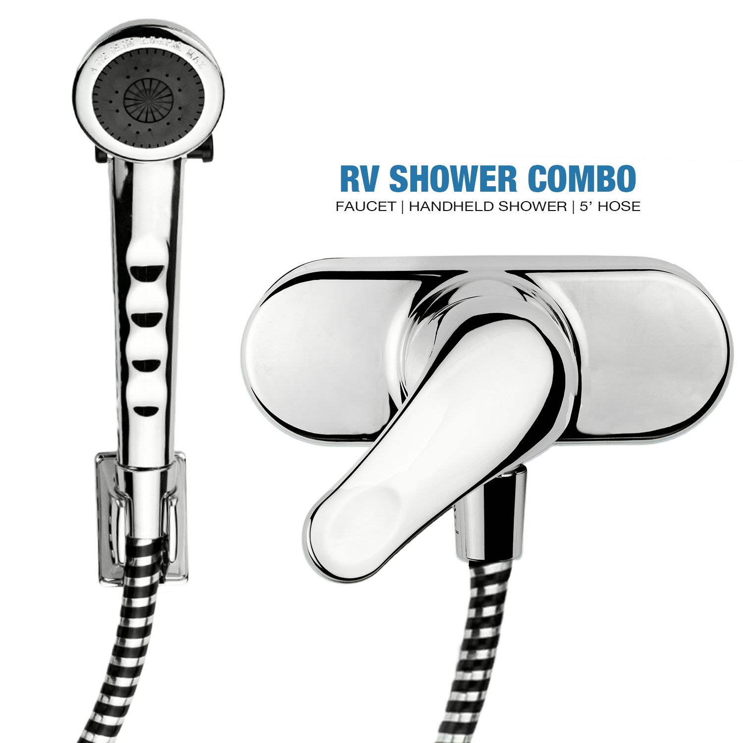 RV Mobile Home Shower Valve with HandHeld Shower Set, Chrome