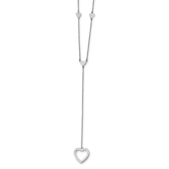 Sterling Silver Rhodium-plated Hearts With 2inch Ext. Y-necklace - 16 Inch - Measures 14mm Wide