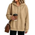 thumbnail image 2 of Lumtrix Hoodies For Women Zip Up Oversized Sweatshirt Fall Winter Casual Zipper Lightweight Cute Track Jackets With Pockets Camel XL, 2 of 5