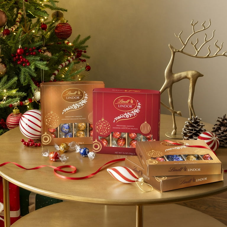 Lindt LINDOR Assorted Chocolate Christmas Candy Truffles Gift Box