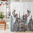 thumbnail image 6 of Christmas Vintage Shower Curtains for Bathroom, Deer Birds Pine Tree Snowscape Waterproof Fabric Shower Curtain for Bathroom Bathtub Decoration, Machine Washable, 54x"78", 6 of 9