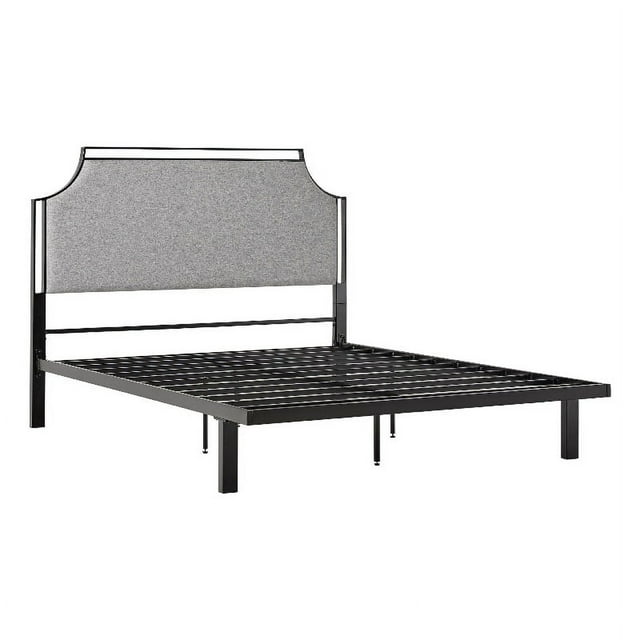 Walker Edison Upholstered Transitional Metal Queen Size Bed in Gray