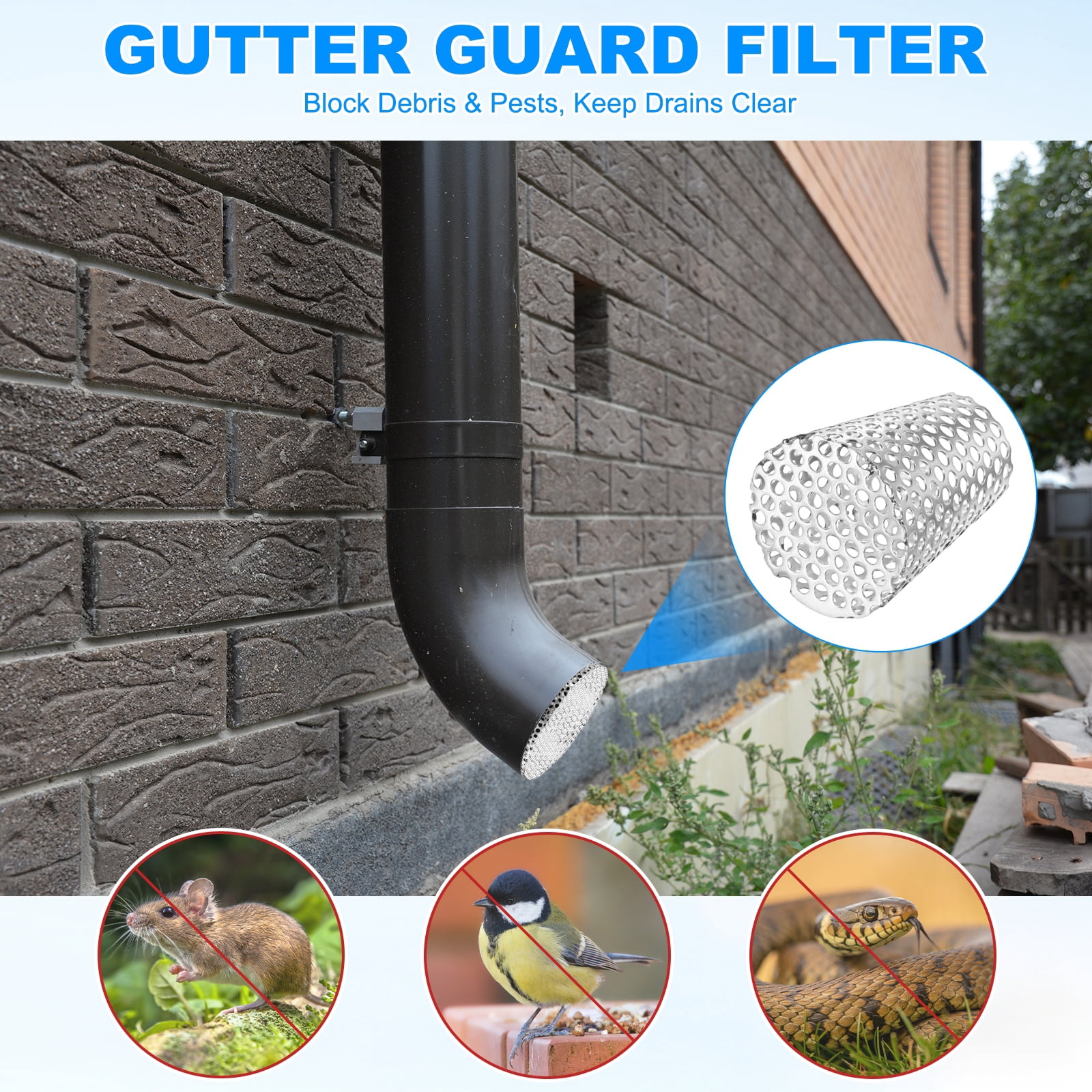 Uxcell 3-Pack Termination Mesh Screen Vent Covers, 2.48-1.57 Inch ID Stainless Steel Conical Exhaust Pipe Cover Strainer for Preventing Birds/Leaves from Entering