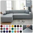 thumbnail image 5 of Plain Elastic Sofa Covers for Living Room Solid Color Spandex Sectional Corner Sofa Slipcovers Couch Cover, 5 of 7