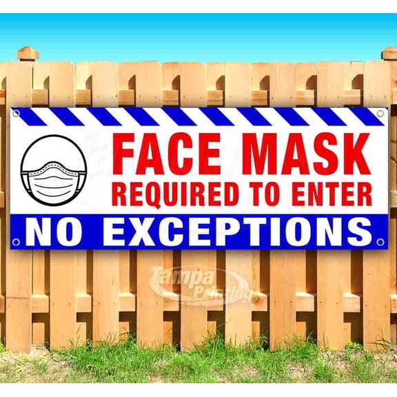 Facemask Required To Enter 13 Oz Heavy Duty Vinyl Banner Sign With Metal Grommets, Flag (Many Sizes Available)
