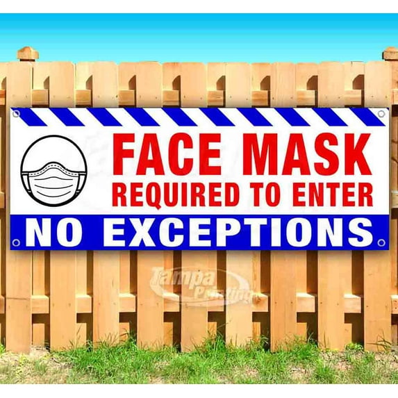 Facemask Required To Enter 13 Oz Heavy Duty Vinyl Banner Sign With Metal Grommets, Flag (Many Sizes Available)