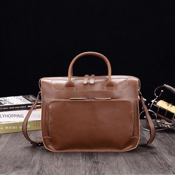 Bolso de hombre, maletín de cuero para negocios, bolso retro para hombre, bolso para portátil de 14 pulgadas
