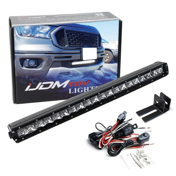 Lower Grille Mount 20-Inch Single Row LED Light Bar For 2019-up Ford Ranger, Includes 100W LED Lightbar, Lower Bumper Opening Mounting Brackets & On/Off Switch Wiring Kit