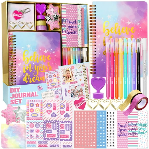 HTAKE 6" x 8" DIY Journal Scrapbooking Kit, Girls 8  29 Pieces