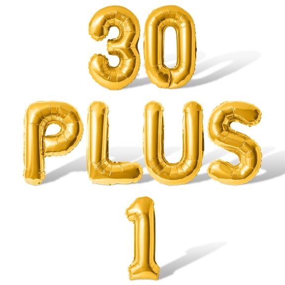 Letter Balloons - 30 PLUS 1 16" Inch Alphabet Letters Foil Mylar Balloon 31st Birthday Party Banner (Gold)