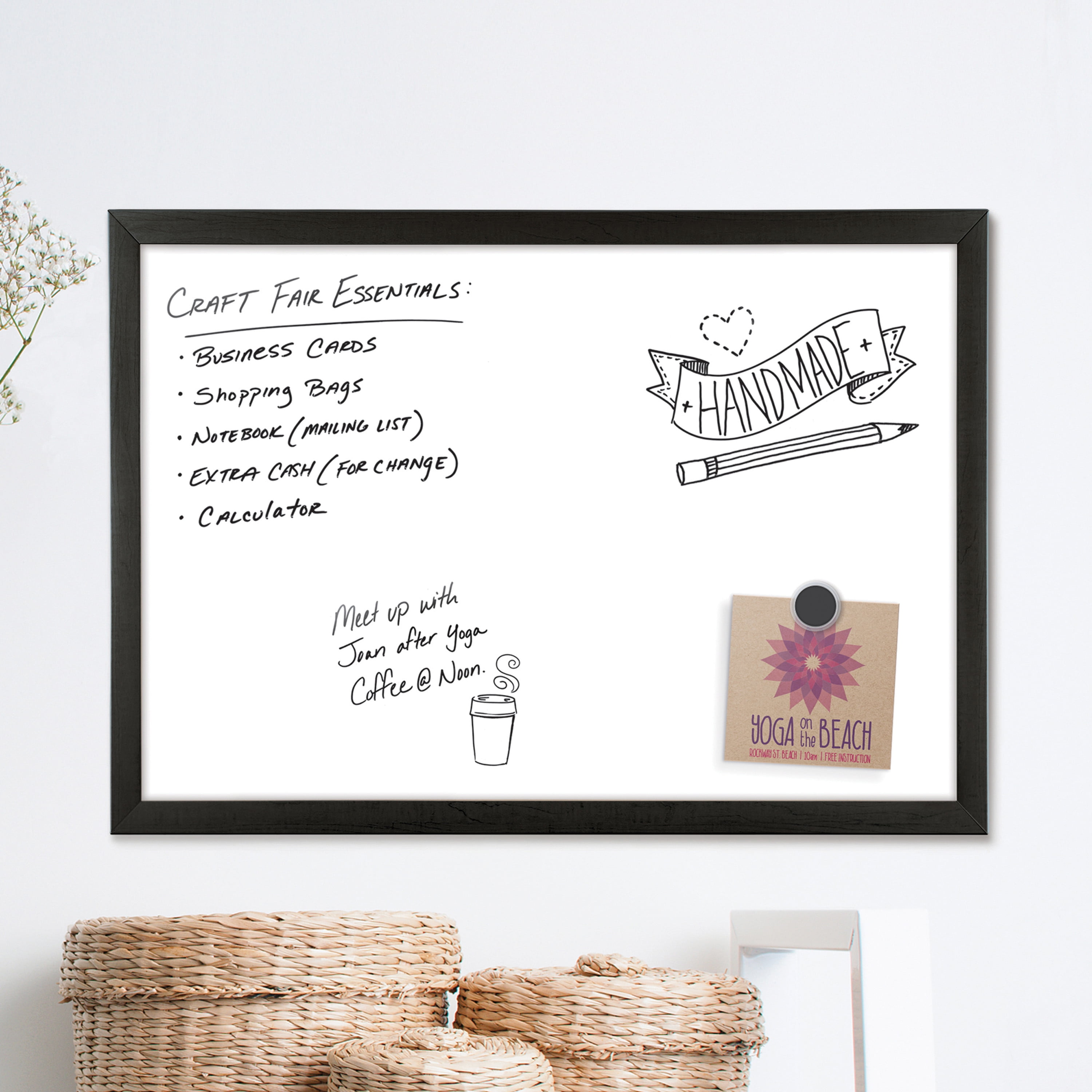U Brands Magnetic Dry-Erase Board, 24 X 18 Inches, Black MDF Frame (307U00-01)