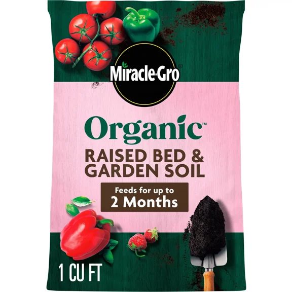 Miracle-Gro Organic Raised Bed And Garden Soil, Omri Listed, 1 Cu. Ft.
