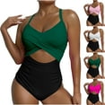 thumbnail image 2 of Gswybco Summer Swimsuits for Women Period Swimwear 1 Piece Pleated Bathing Swimwear Strappy Adjustable Swimwear Beachwear with Chest Cushion, 2 of 8