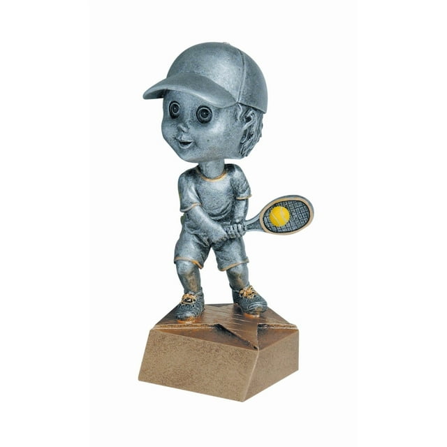 Decade Awards Tennis Bobblehead Trophy, Male - 6 Inch Tall | Engraved Tennis Award - Customize Now