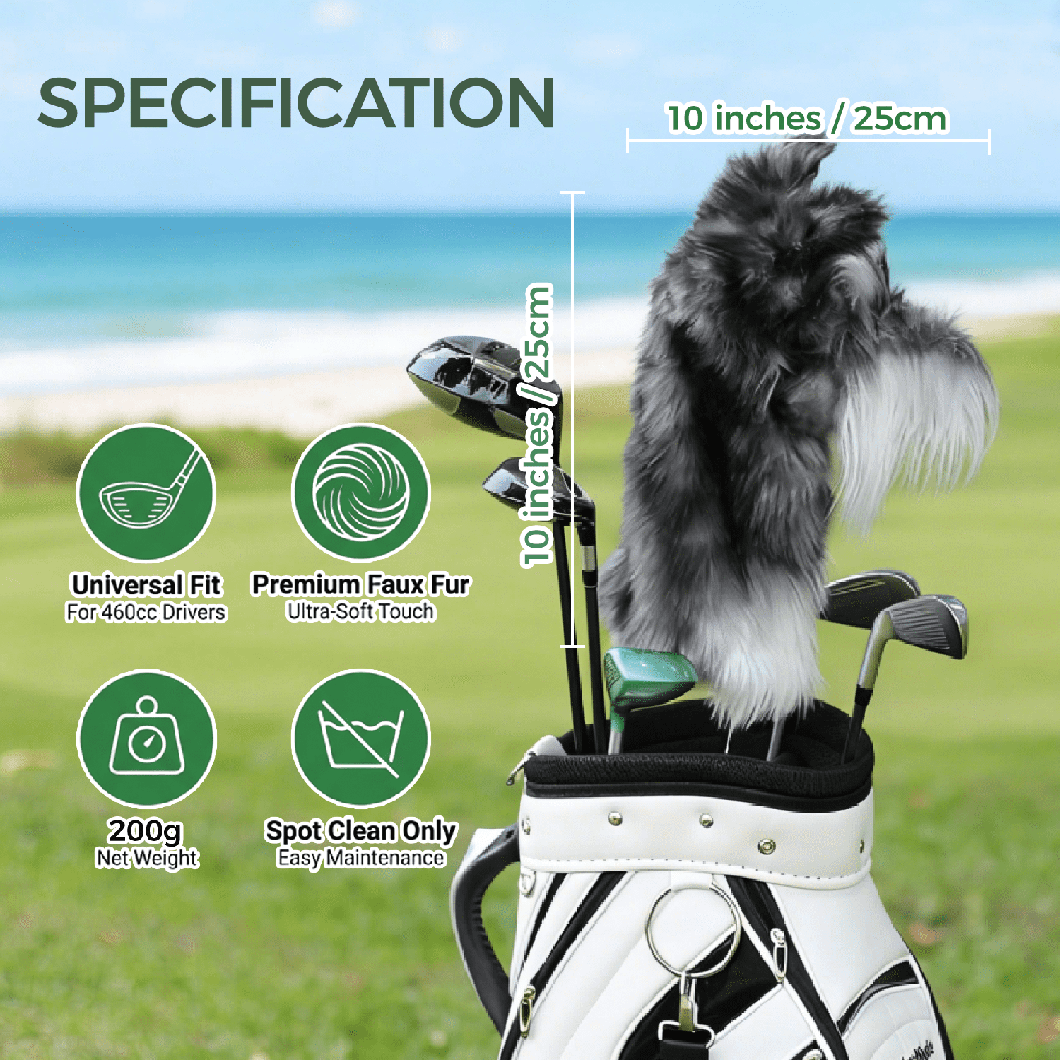 Schnauzer Golf Club Headcover, Dog Golf Driver & Woods Club Cover, Schnauzer Dog Golf Head Cover