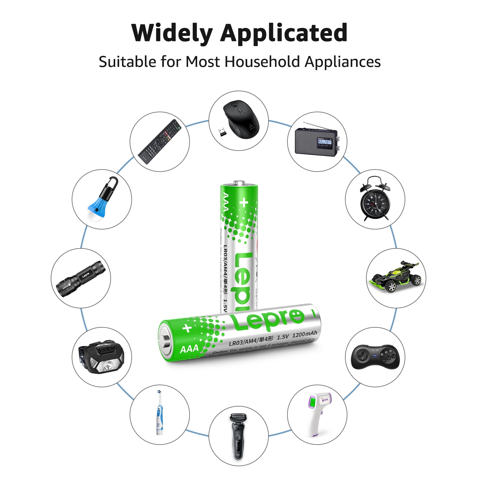 Lepro 100-pack AAA Alkaline Batteries, 1.5 Volt , Holds Long Lasting Power Up to 5 Years, Non-rechargeable