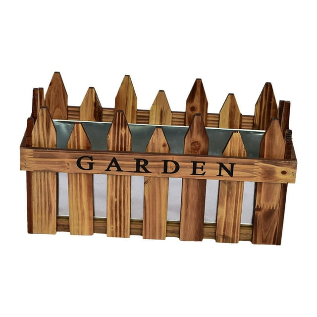 Soporte para macetas de madera con forma de valla, estante para macetas, jardinera decorativa para Color de la madera