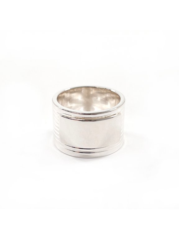Pre-Owned GUCCI Ribbed Design Ring, Sterling Silver 925, Size 9, Silver, Women's