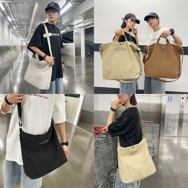 Fashionable Canvas Messenger Bag for School Travel and Daily Use Large Compartment Students Crossbody Handbag Book Bag