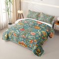 thumbnail image 3 of Erosebridal Teal Victorian Floral Twin Quilt Set for Women Girls, Mandala Leaf Print Twin Coverlet Set, 2 Pieces, 3 of 7