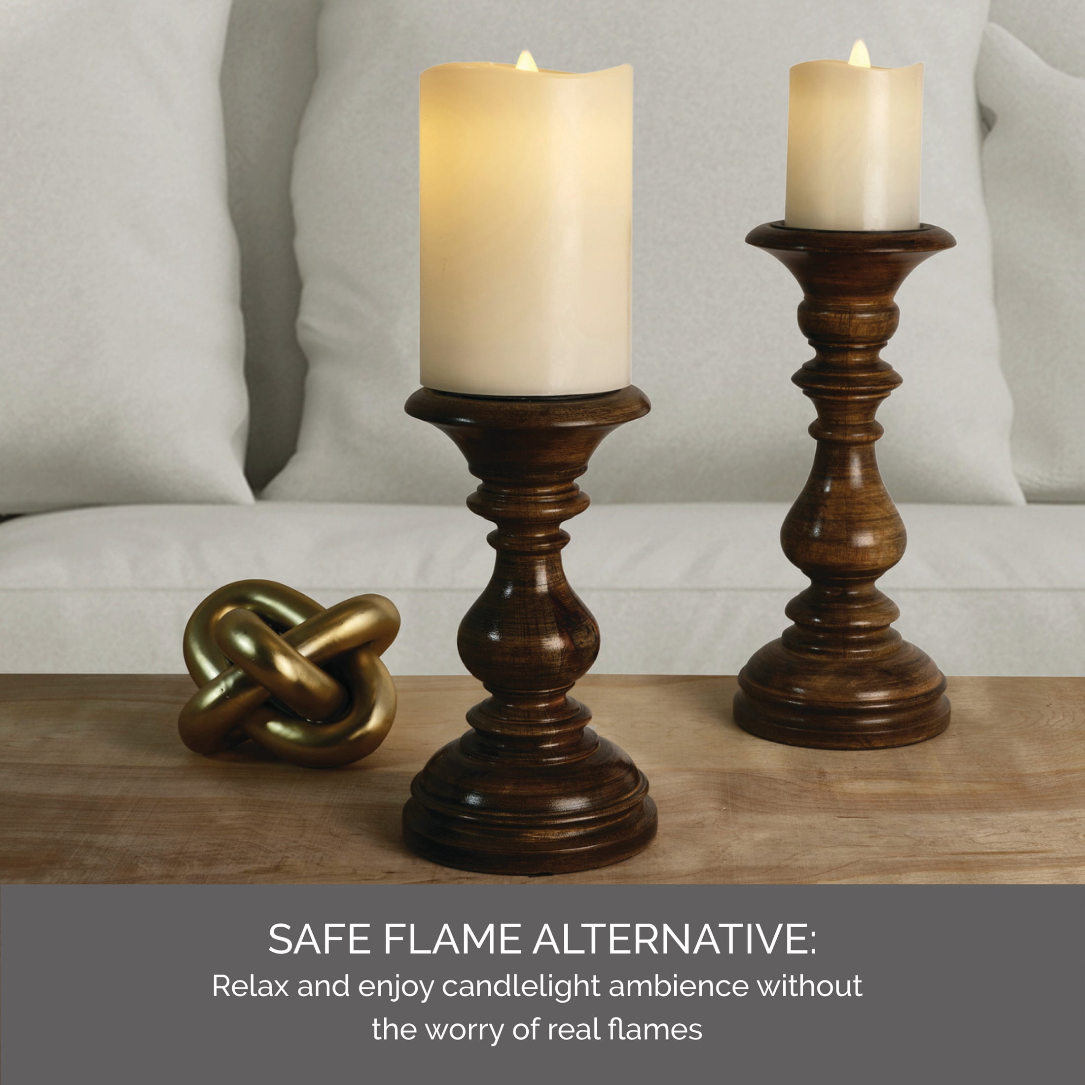 Home Accents 4X6 inch Real Wax Wavy Top Dancing Flameless Candles, Exquisite White Battery Candles 4X6