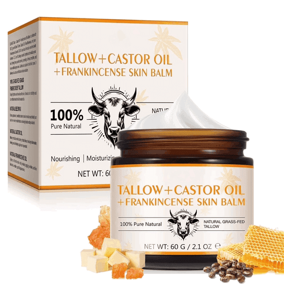 Tallow Castor & Frankincense Skin Balm, Strengthens The Skin Barrier for Firmer, Smoother - 2.1 Oz/60 G