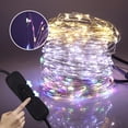 thumbnail image 2 of Guirnalda de luces LED RGB con alambre plateado, 10/20/30 m, decoración navideña, lámpara para exteriores con interruptor para árbol de Navidad, boda, fiesta, 2 of 5