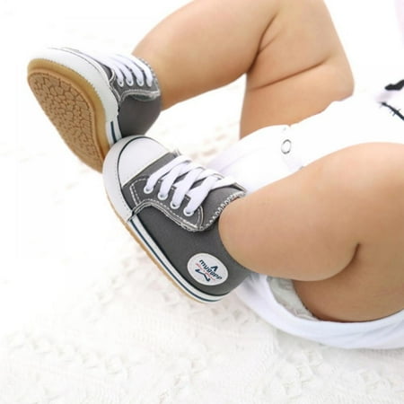 

Brand Sale! New Canvas Classic Sports Sneakers Newborn Boys Girls First Walkers Shoes Infant Toddler Soft Sole Anti-Slip Shoes (0-12months Gray )